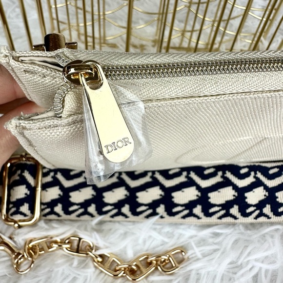DIOR Canvas Beauty Line Pouch Crossbody Bag with Strap and charm - Picture 5 of 9